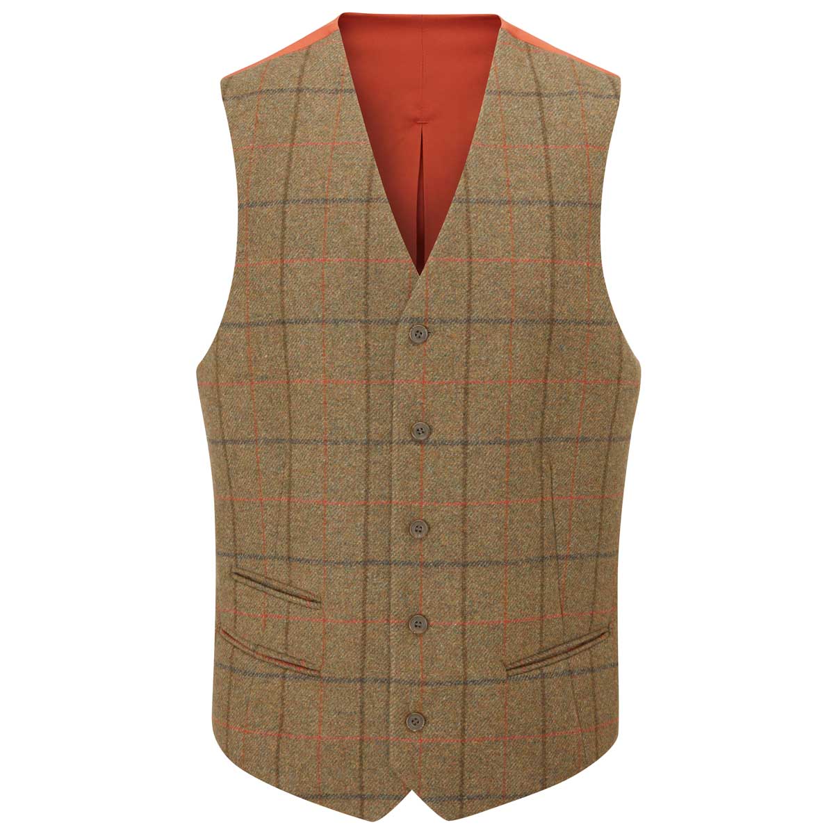 Alan Paine Combrook Lined Back Tweed Waistcoat - Thyme