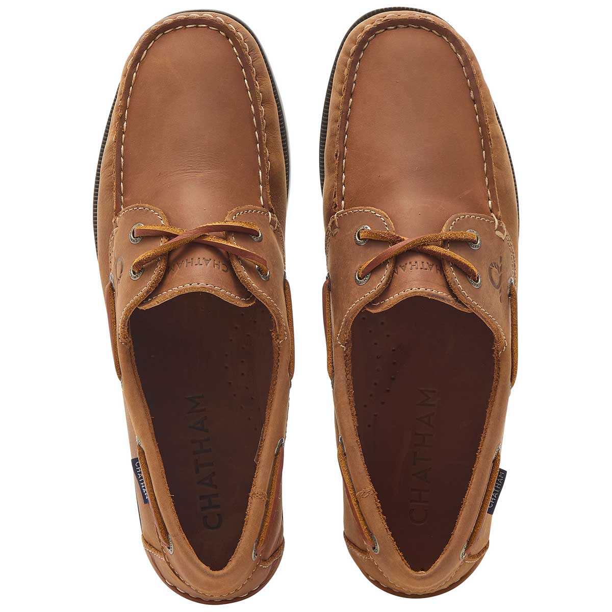 Chatham Whitstable Men's Deck Shoes - Tan - Top View