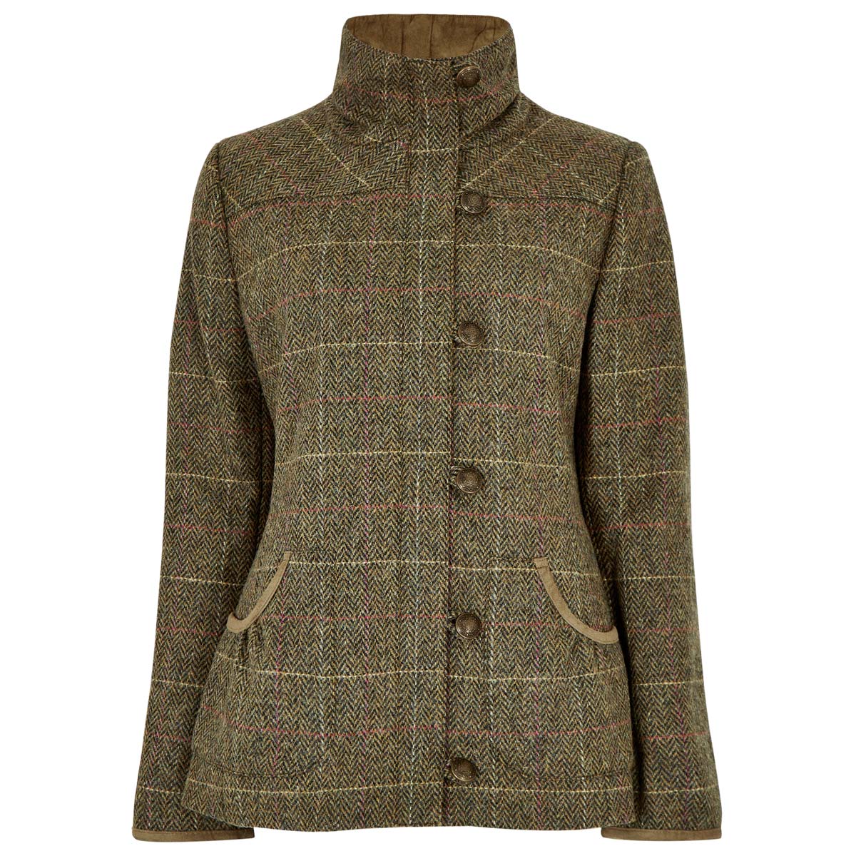 Dubarry Bracken Women's Tweed Jacket - Thistle - Neck Closed