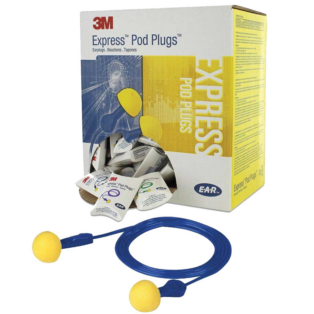 Express Corded Pod Plugs by EAR Hearing Protection - box