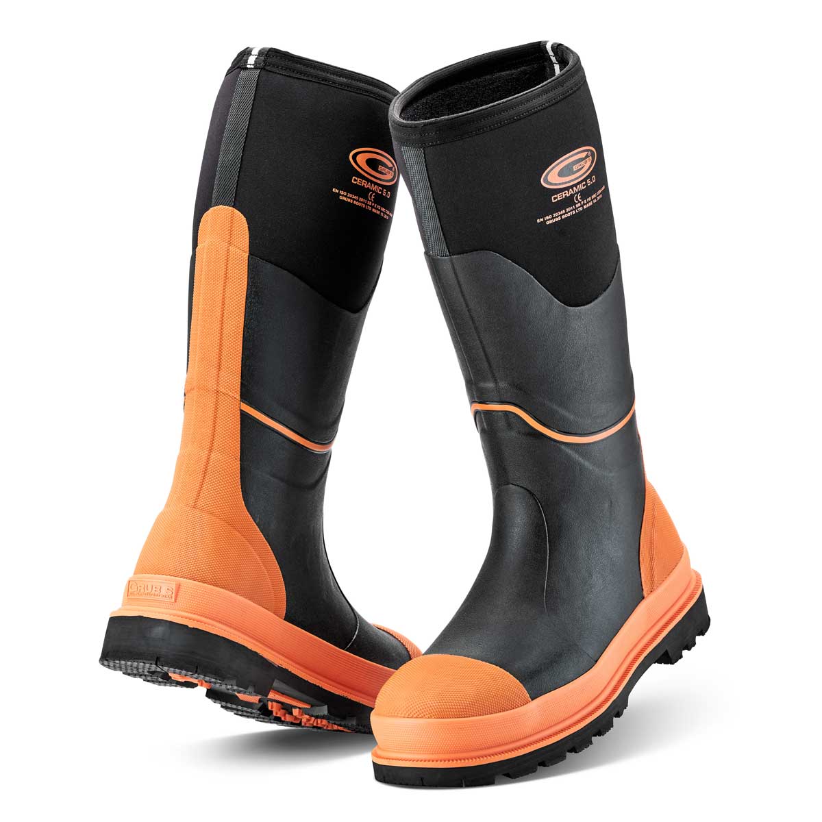 Grubs Ceramic 5.0 S5 Safety Wellington Boots - orange/black