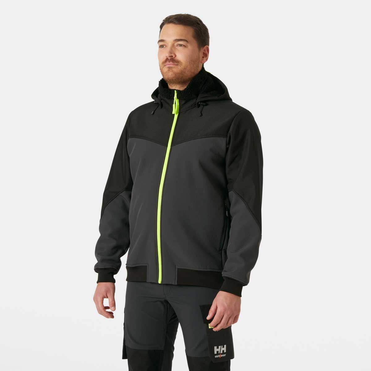 Helly Hansen Oxford Winter Softshell Jacket- black/ebony on model