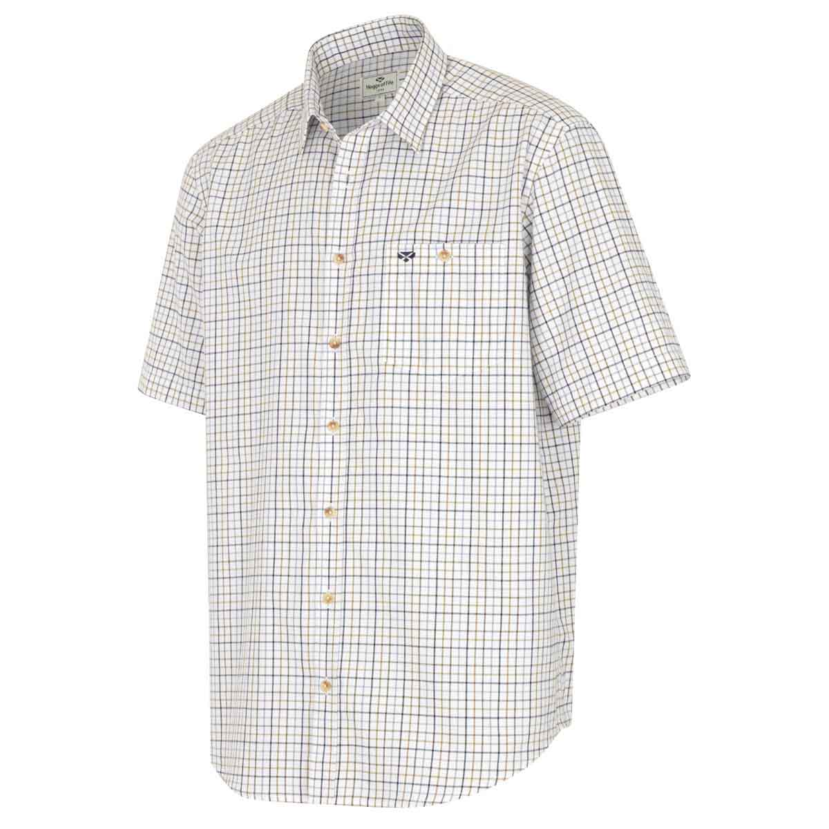 Hoggs of Fife Kessock Short Sleeve Tattersall Shirt - blue/olive