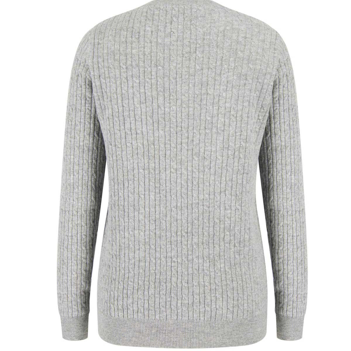 Hoggs of Fife Lauder Ladies Cable Pullover - grey rear