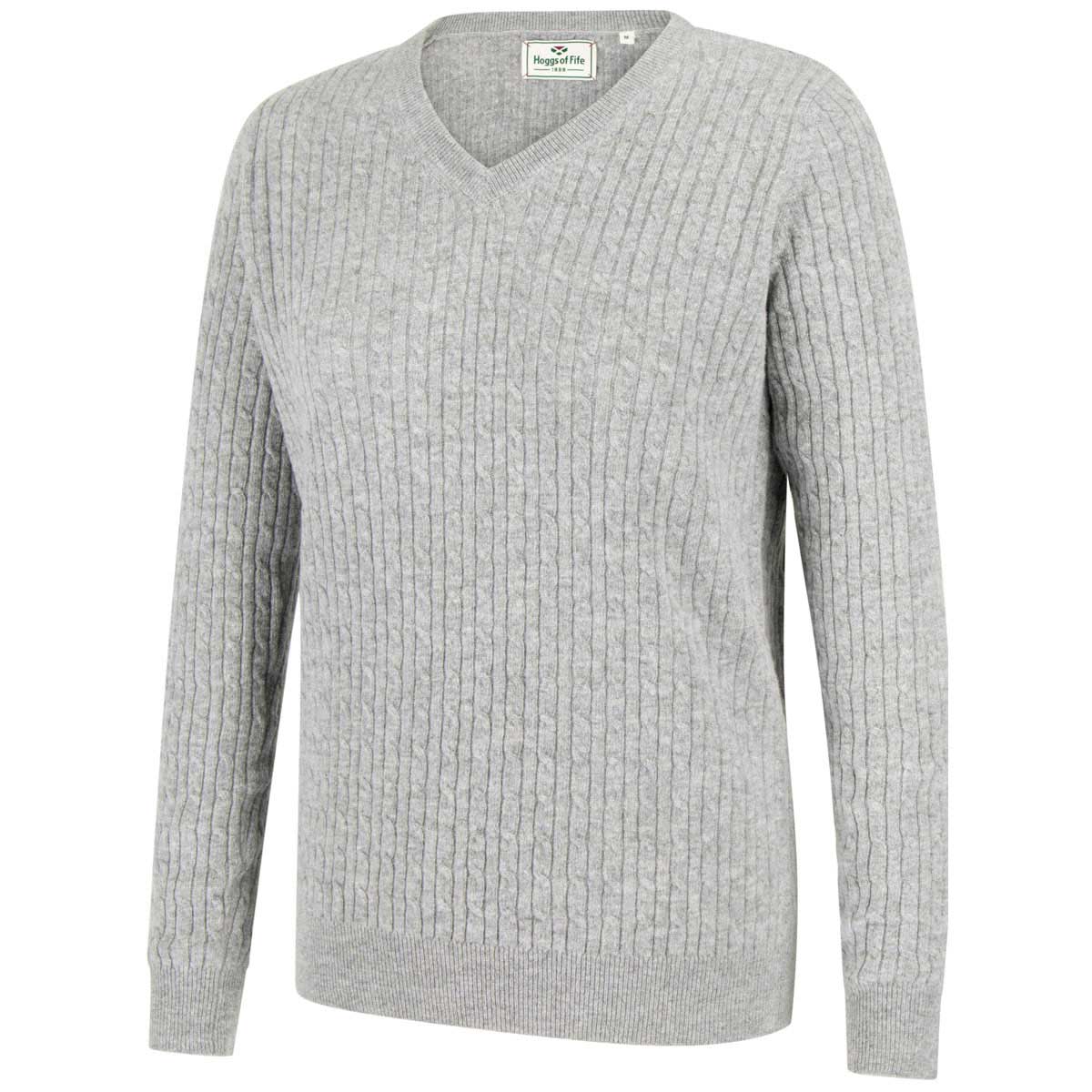 Hoggs of Fife Lauder Ladies Cable Pullover - grey