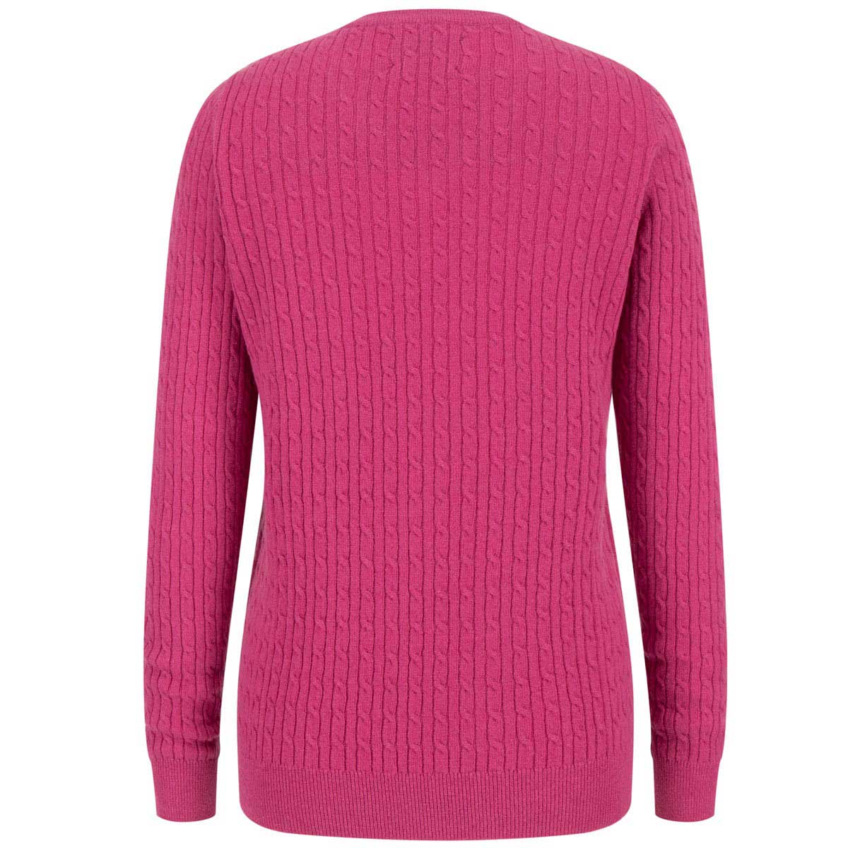 Hoggs of Fife Lauder Ladies Cable Pullover - pink rear