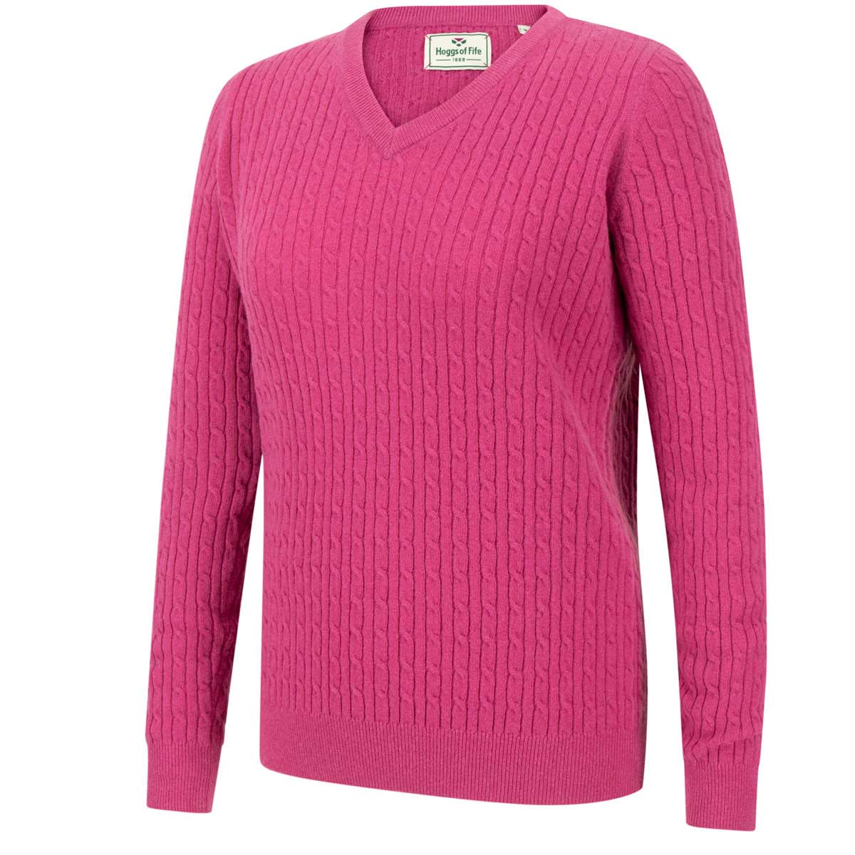 Hoggs of Fife Lauder Ladies Cable Pullover - pink