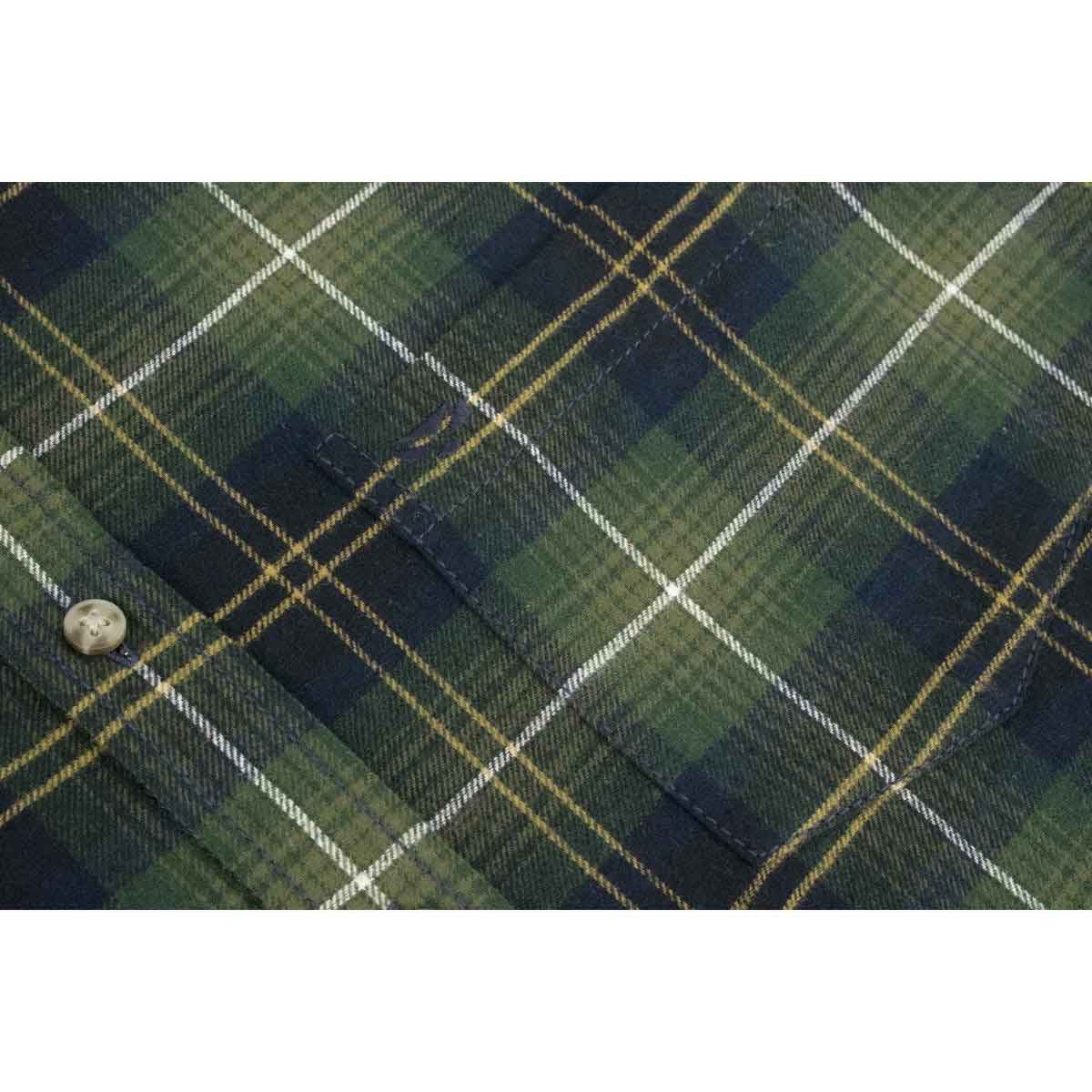 Hoggs of Fife Pitmedden LS Flannel Check Shirt - green check detail