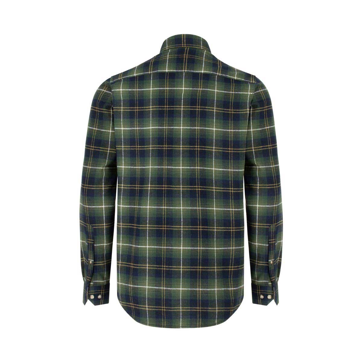 Hoggs of Fife Pitmedden LS Flannel Check Shirt - green check rear