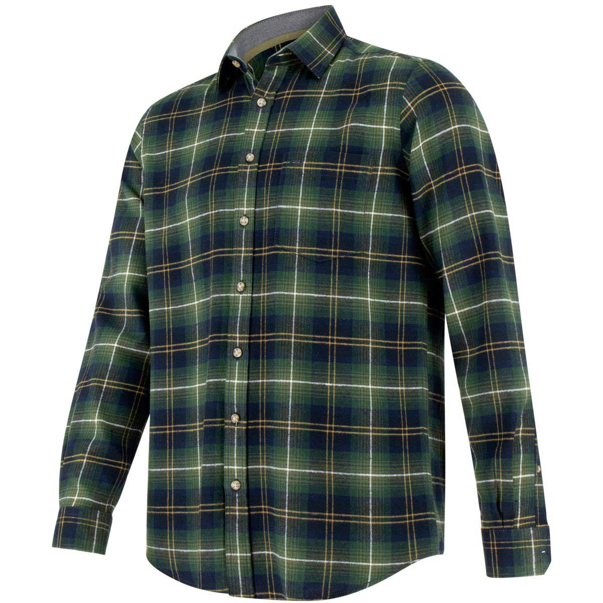 Hoggs of Fife Pitmedden LS Flannel Check Shirt - green check