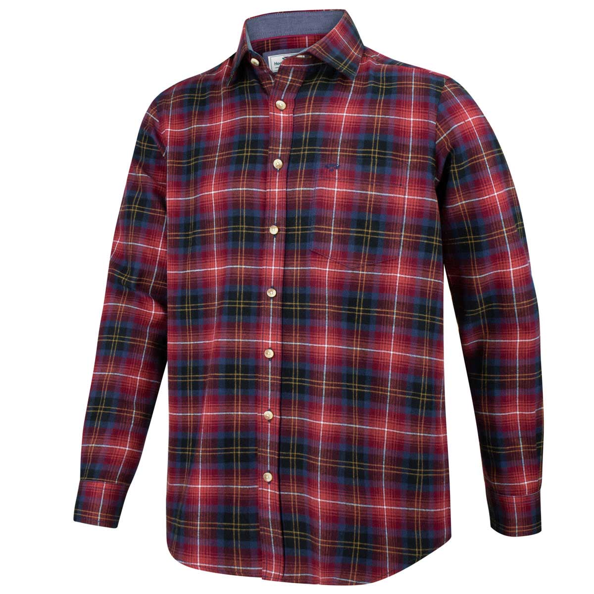 Hoggs of Fife Pitmedden LS Flannel Check Shirt - rust check