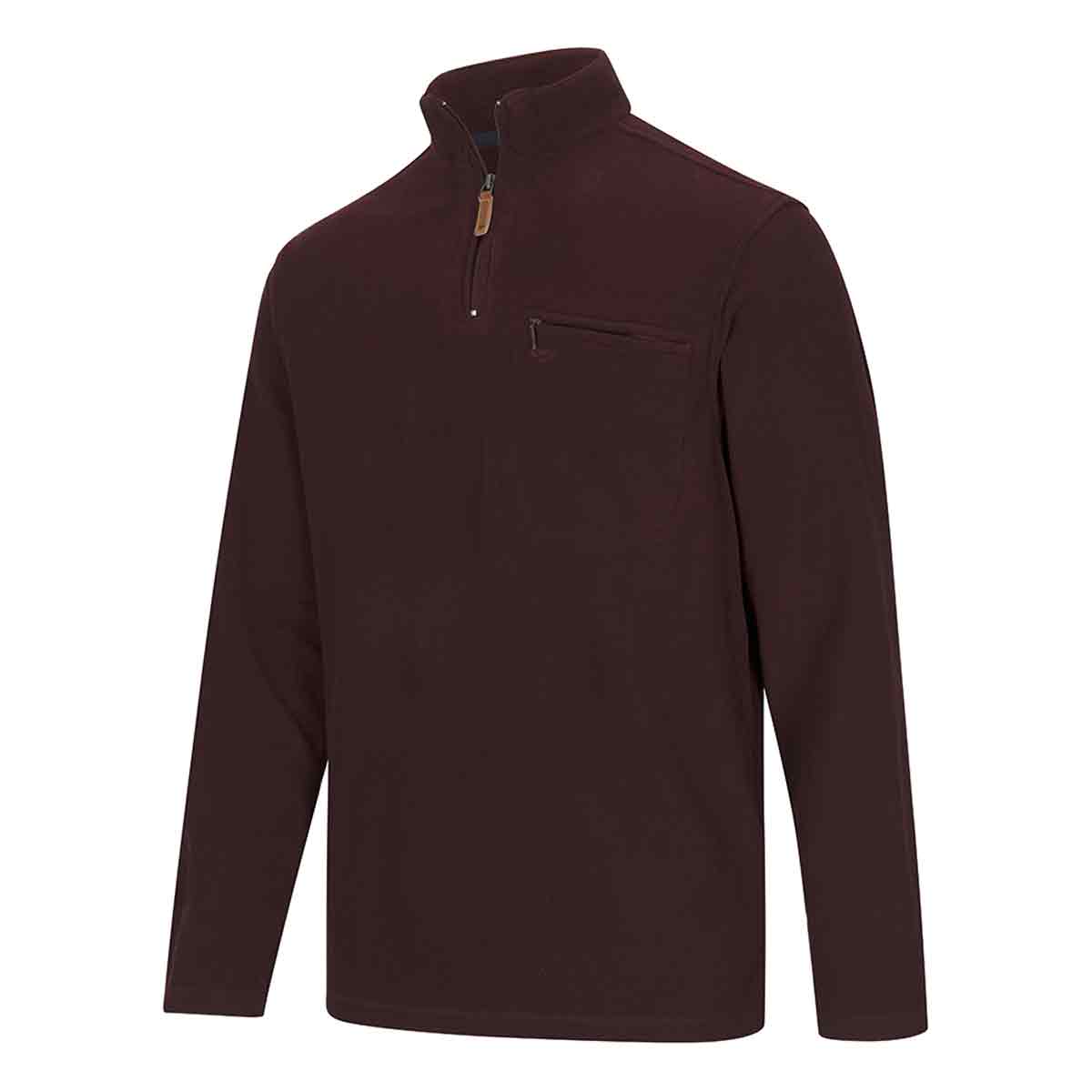 Hoggs of Fife Islander ¼ Zip Micro Fleece Shirt - Burgandy