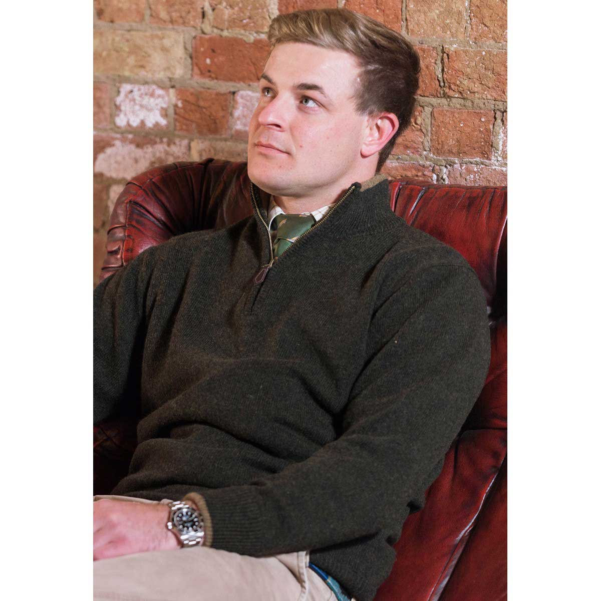 Jack Pyke Ashcombe Zipknit Pullover - dark olive lifestyle