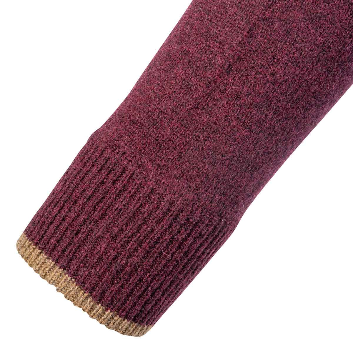 Jack Pyke Ashcombe Zipknit Pullover - plum cuff detail