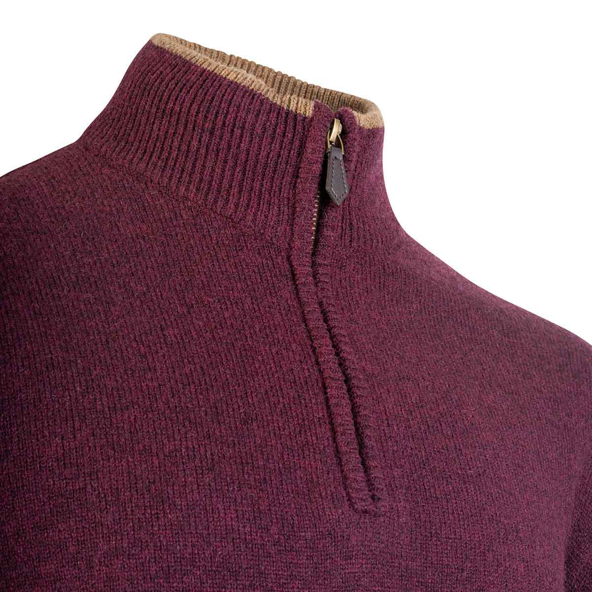 Jack Pyke Ashcombe Zipknit Pullover - plum zip neck