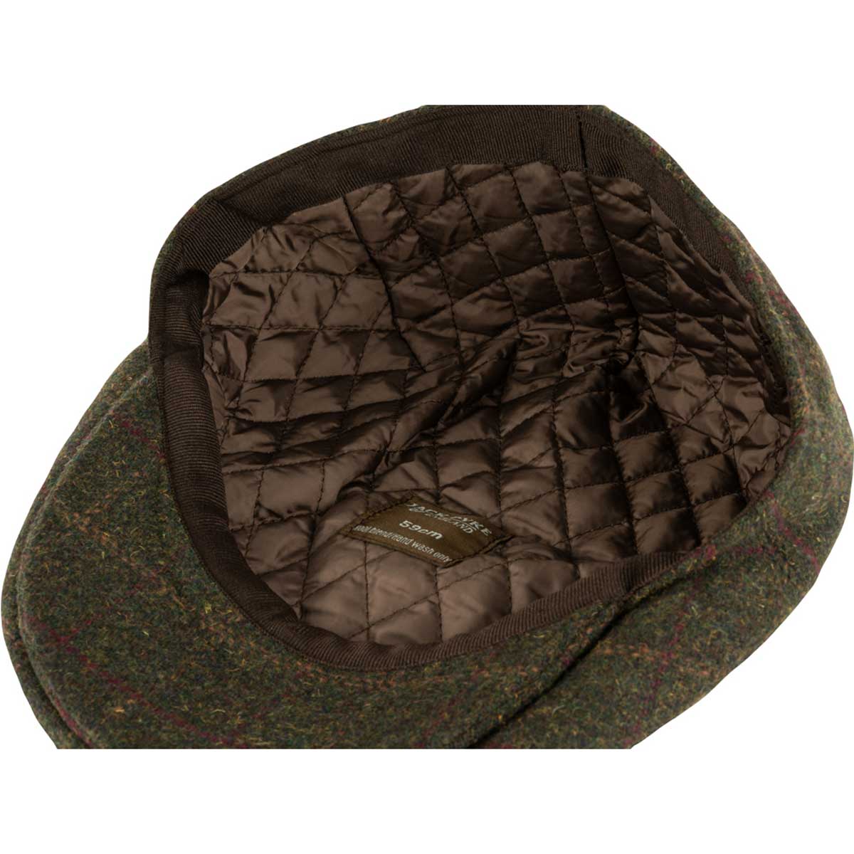 Jack Pyke Wool Blend Flat Cap - dark olive lining