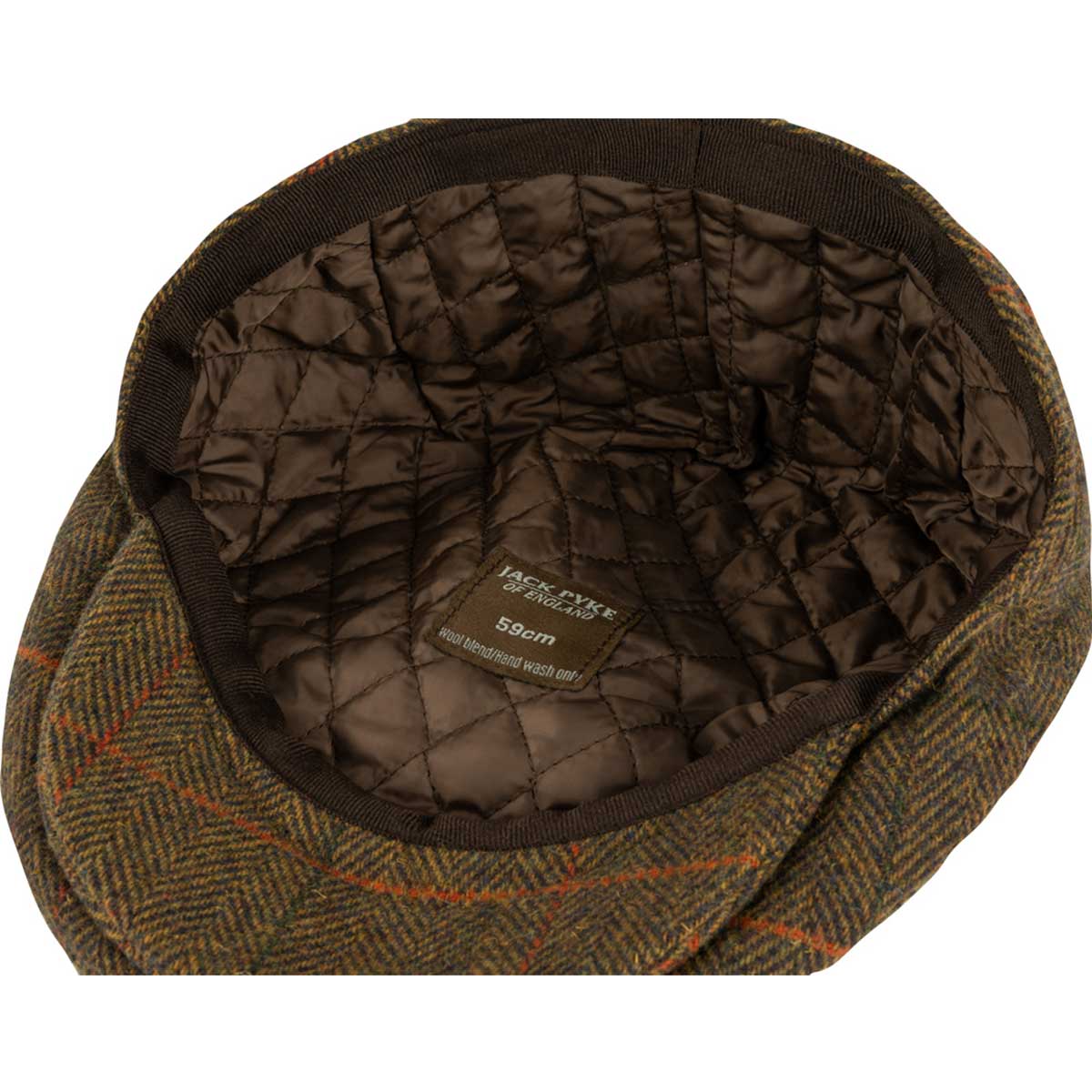 Jack Pyke Wool Blend Flat Cap - tweed brown lining