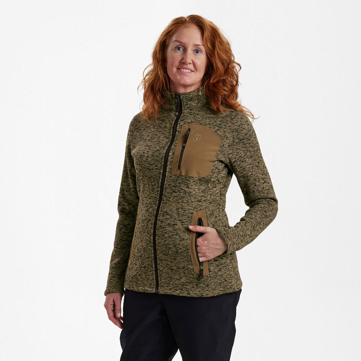 Deerhunter Lady Sarek Knitted Jacket - Butternut Melange - On Model