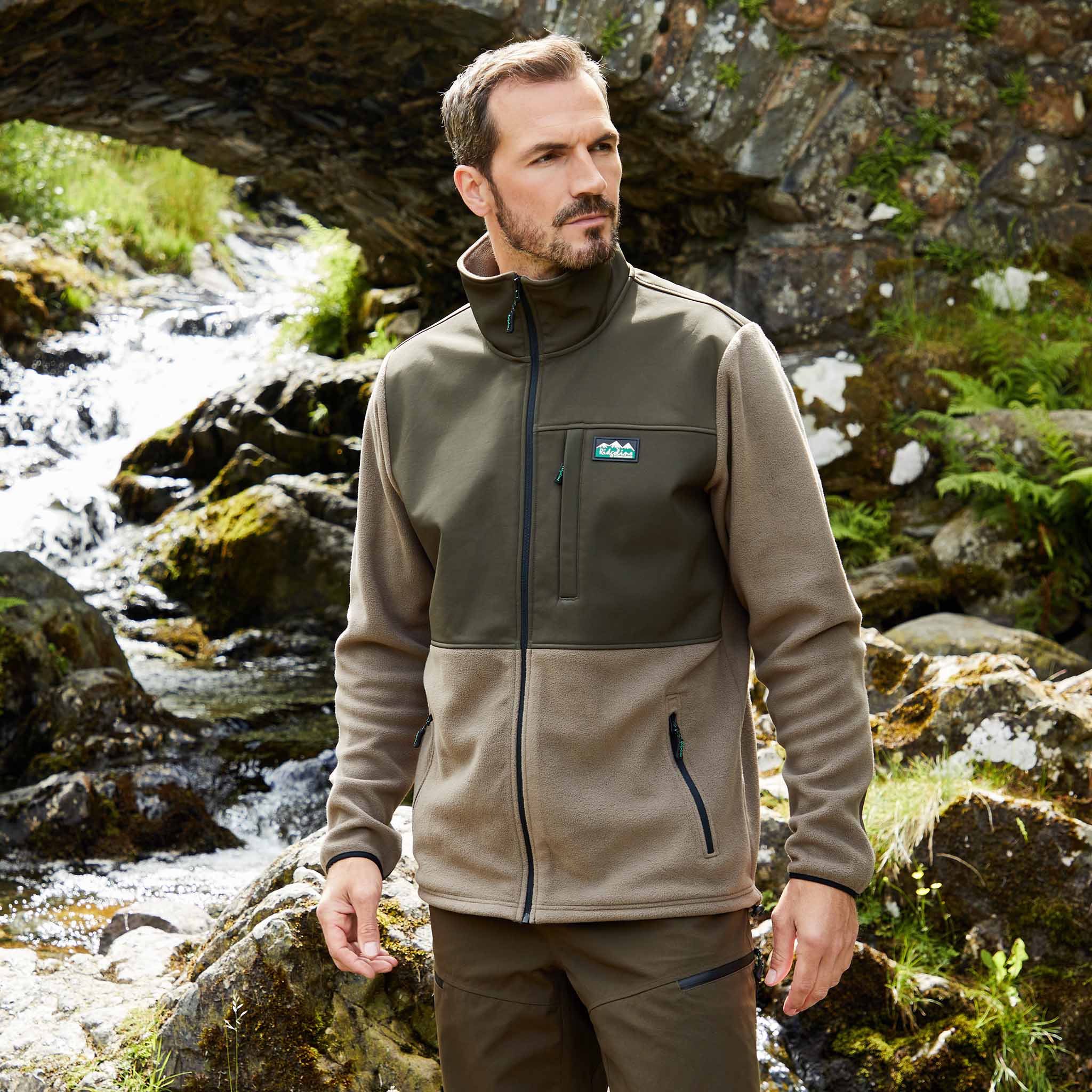 Ridgeline Hybrid Fleece Jacket - bark/light bark lifestyle