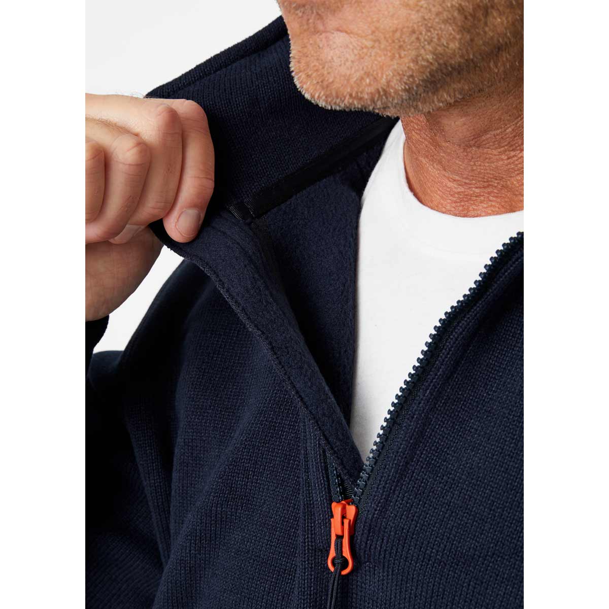 Helly Hansen Kensington Half Zip Knit Fleece Jacket Navy Front zip