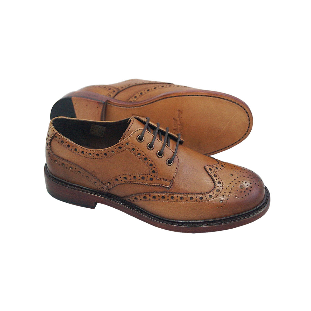 Hoggs of Fife Muirfield Brogue Shoe - Leather Sole - Tan